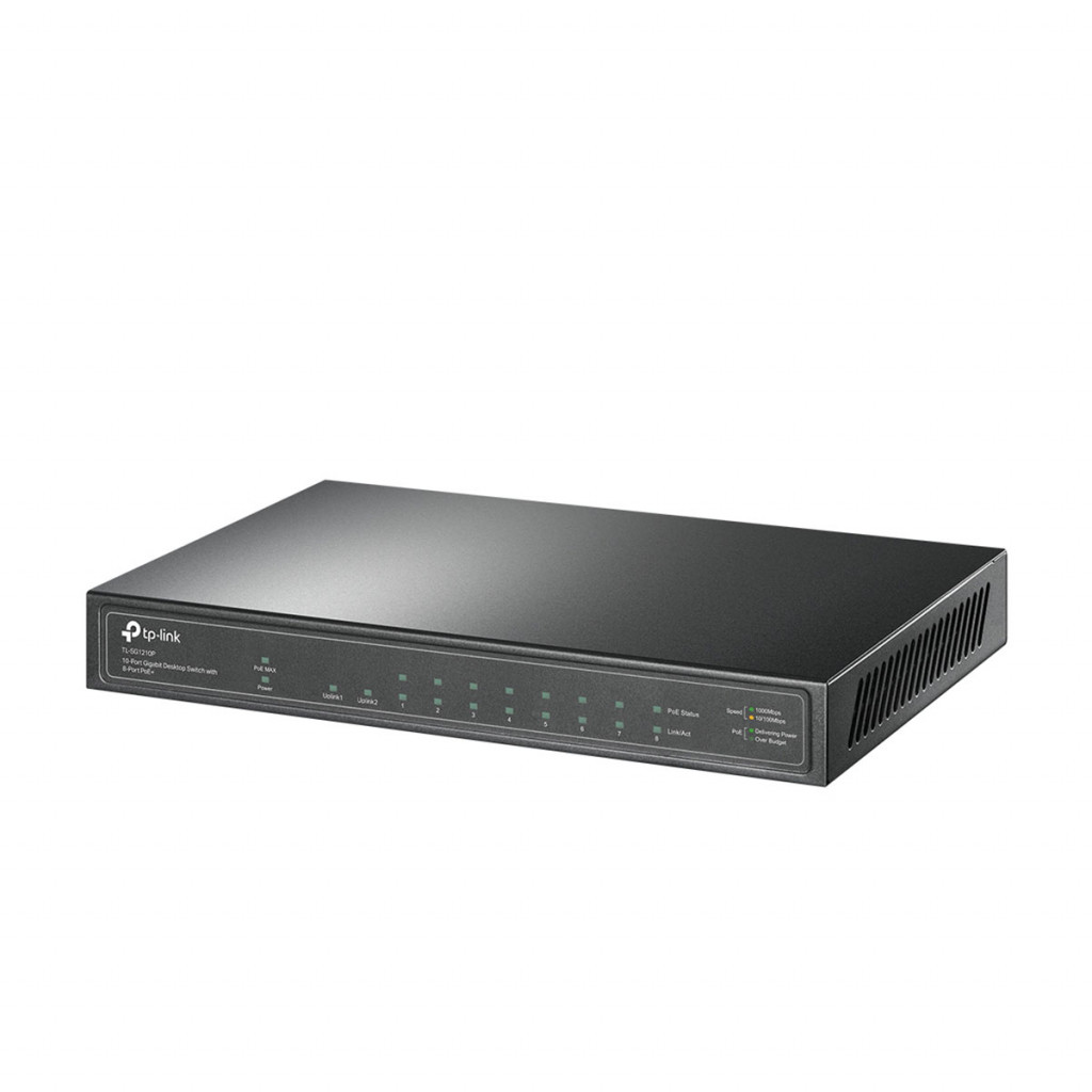سوئیچ شبکه 10 پورت با 8 پورت +PoE تی پی لینک مدل TL-SG1210P